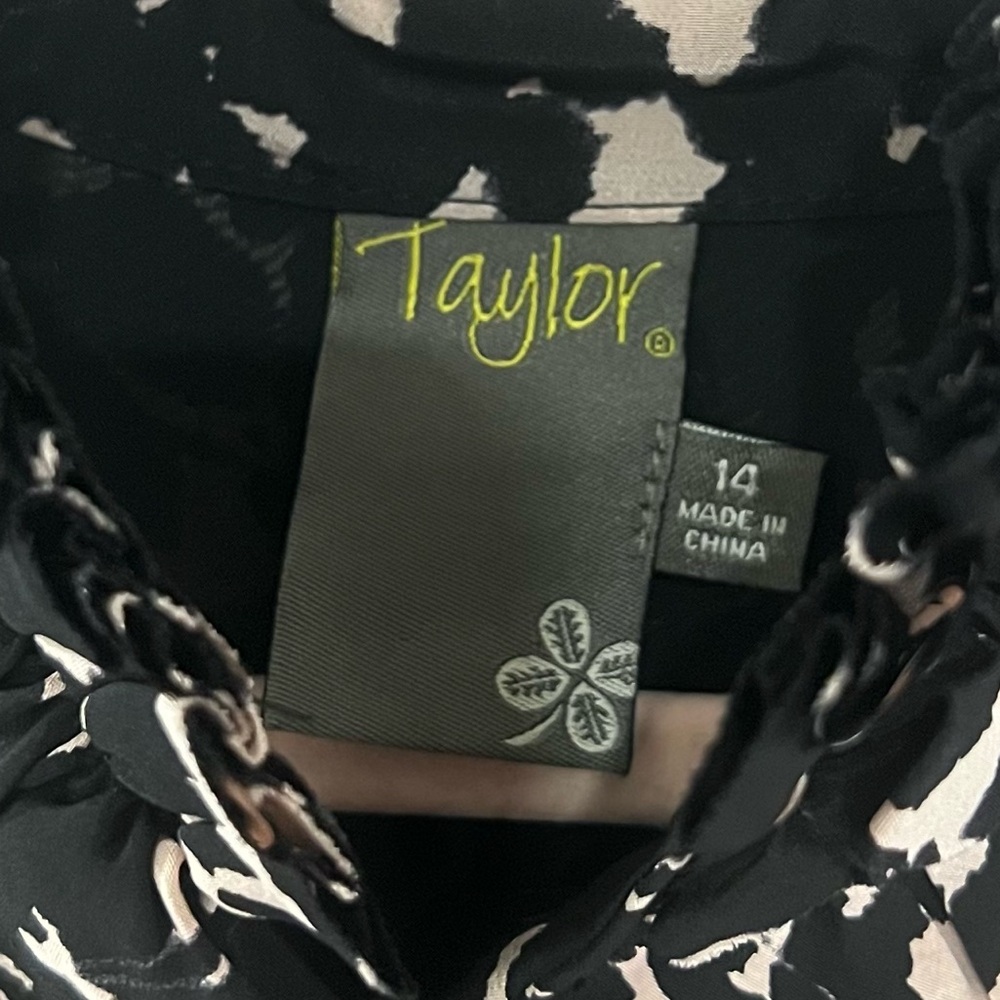 Taylor Women’s Sz 14 Black and Cream Sleeveless Cocktail Dress - Picture 7 of 9